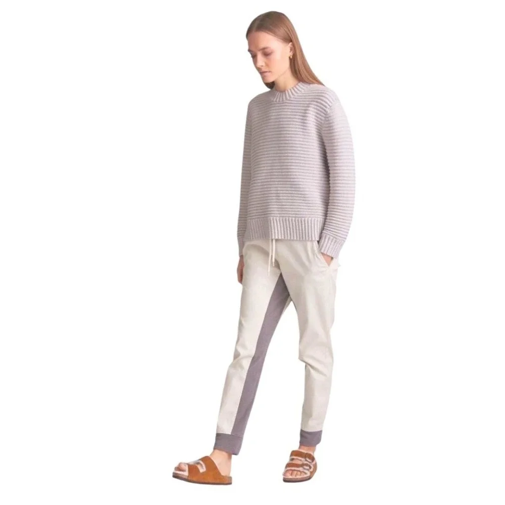 Varley Valley Pant Mocha Cream Colorblock Linen‎ Blend Joggers Large